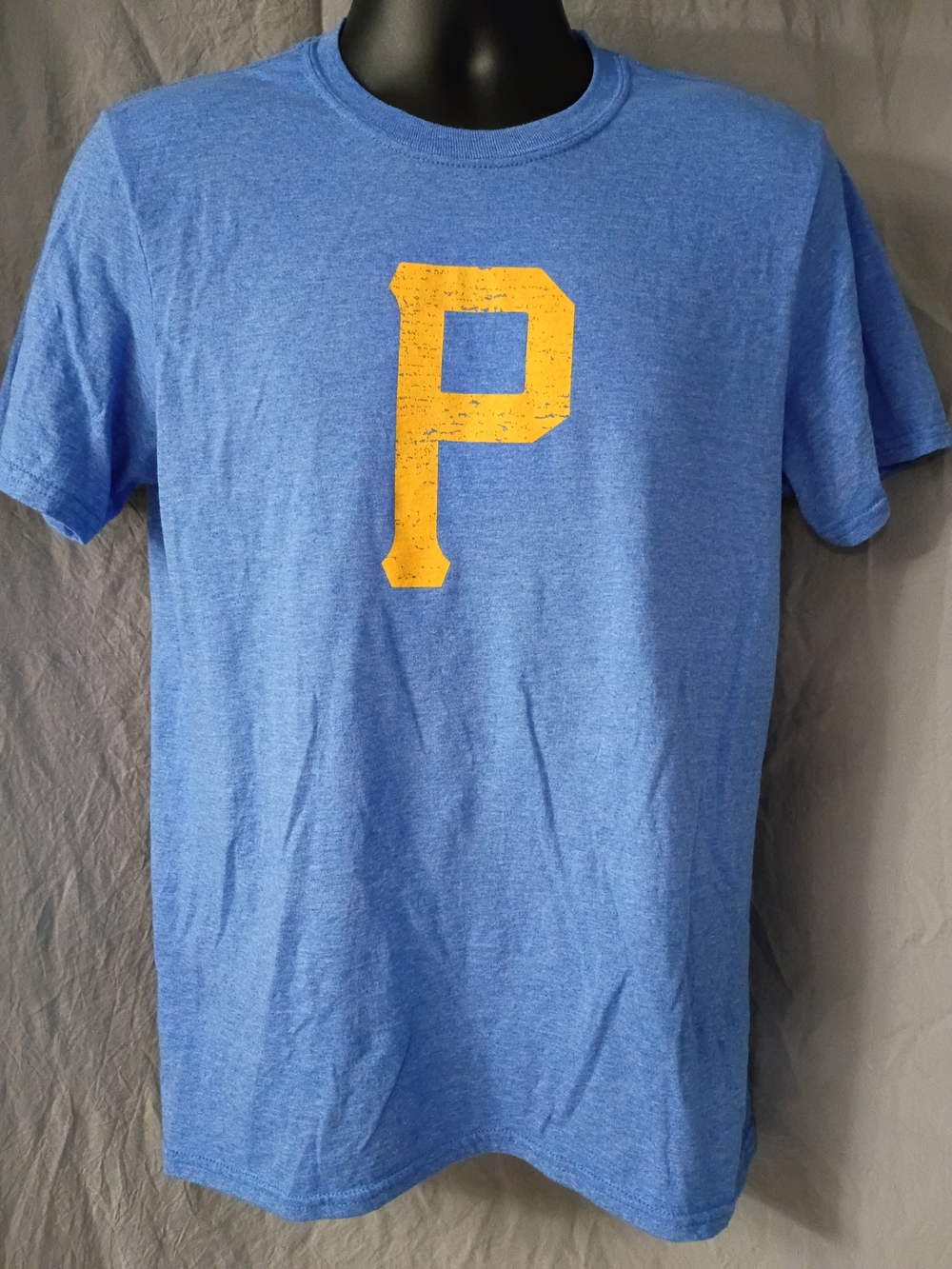 Gildan Blue Short-Sleeve Tee with Yellow 'P' Chest Graphic